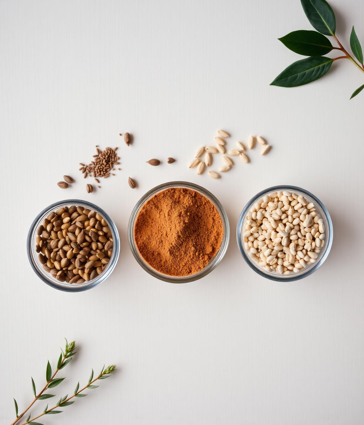 Materias primas naturales y granos para línea de alimentos